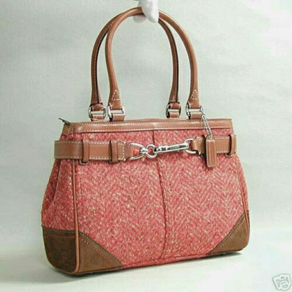 Coach wool tweed bag & wristlet rosy orange - Picture 2 of 5